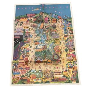 vintage 1973 Magic Mountain Amusement Park poster map (29" x 21") RARE HTF